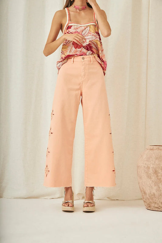 JEANS CULOTTE CON BORDADO