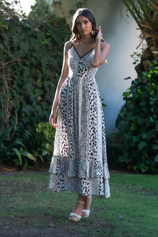 VESTIDO LARGO ANIMAL PRINT